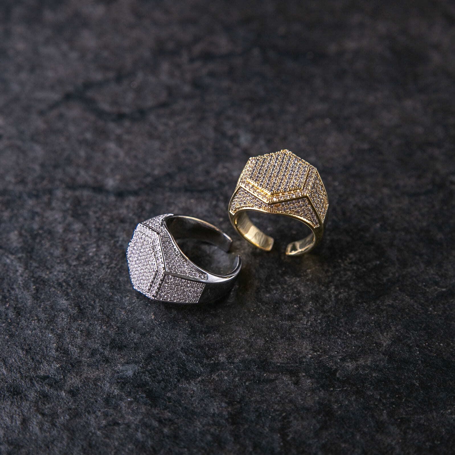 滿鑲六角圖章戒指