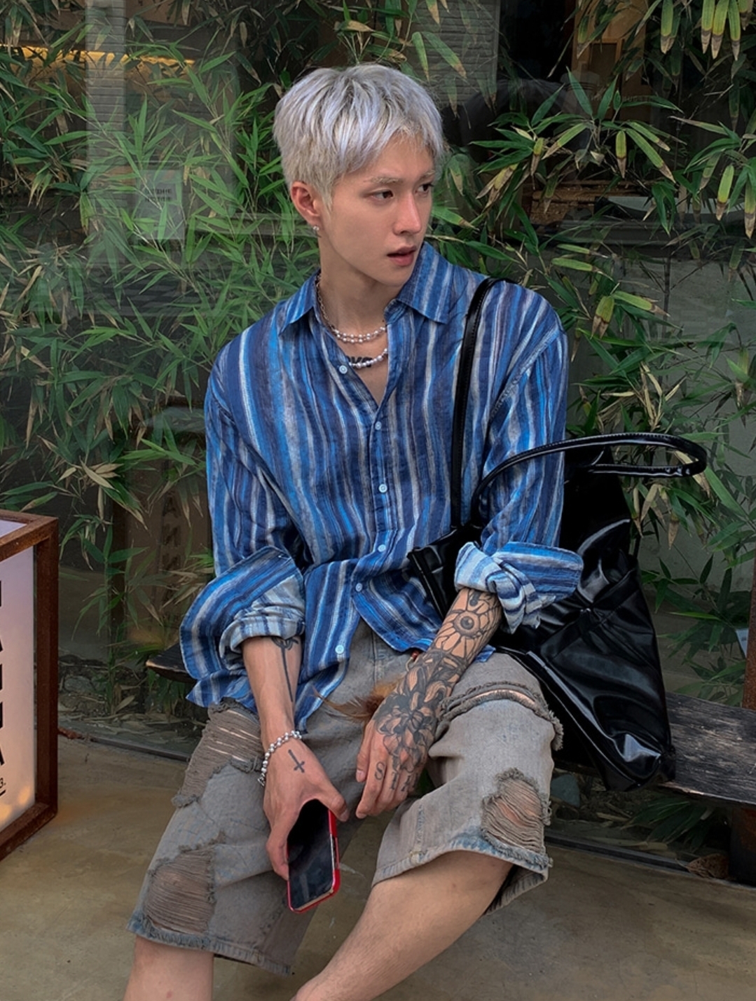 地平線條紋襯衫