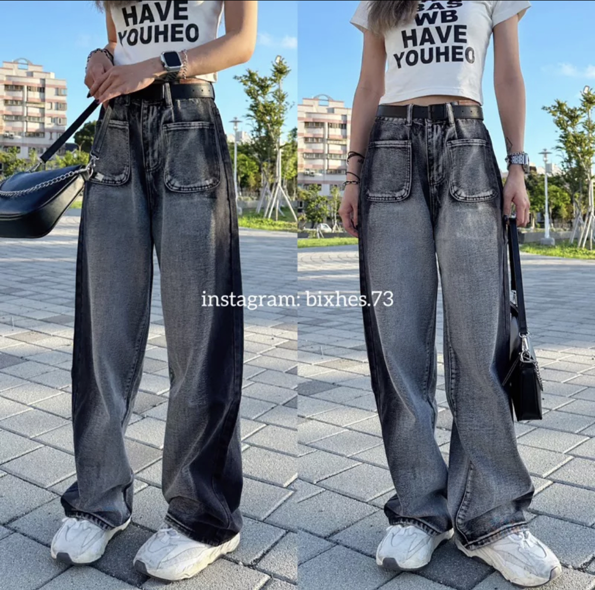 漸層刷色挺版牛仔長褲(E00028)