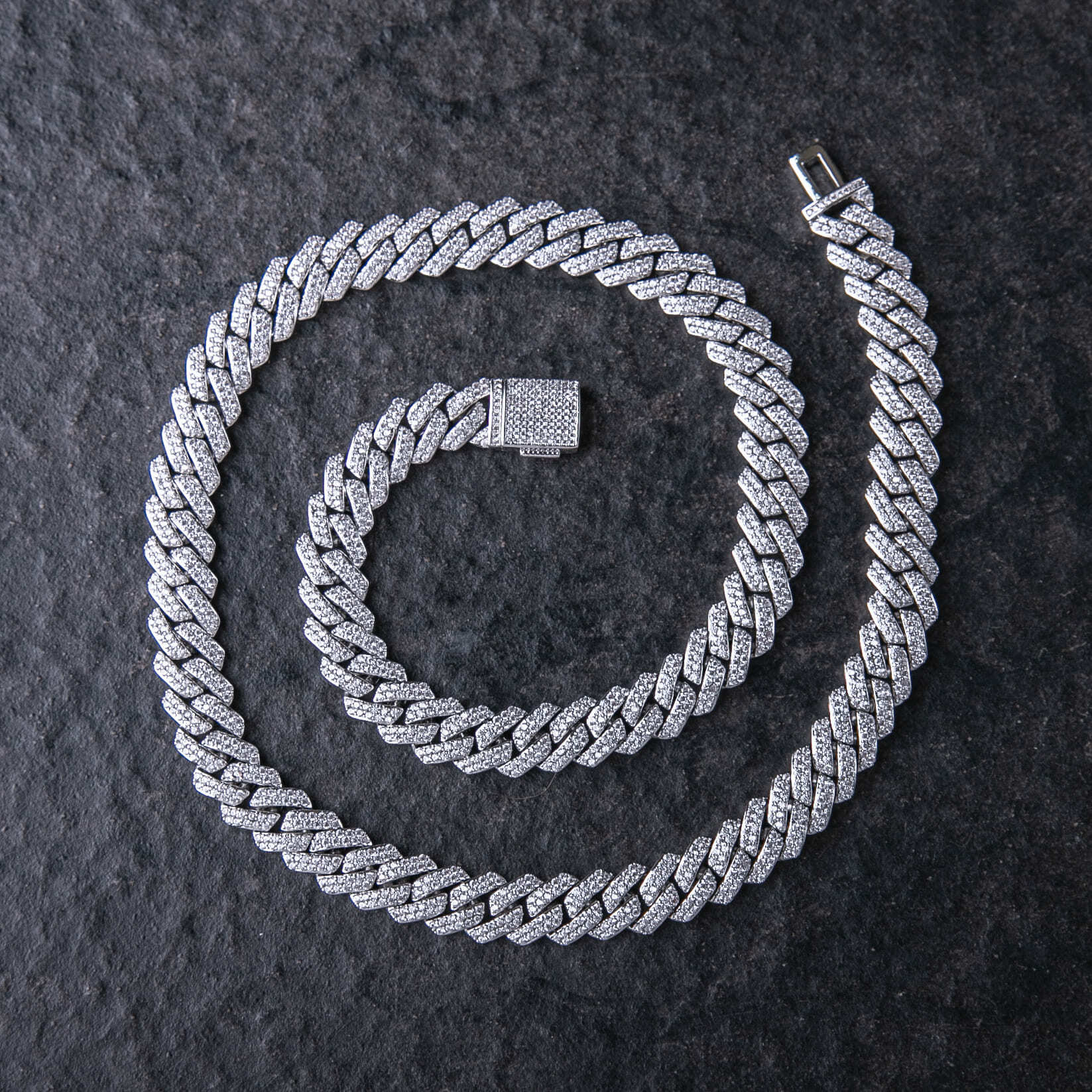 10mm滿鑲菱形古巴鍊