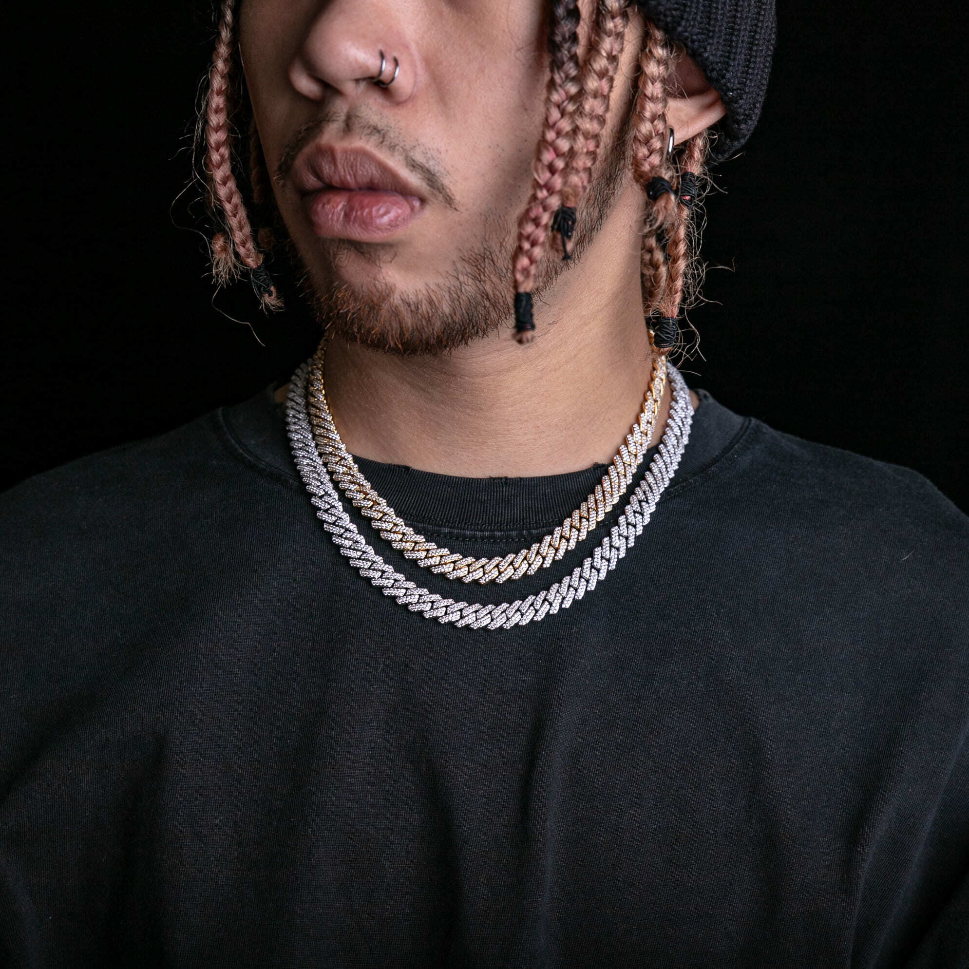 10mm滿鑲菱形古巴鍊