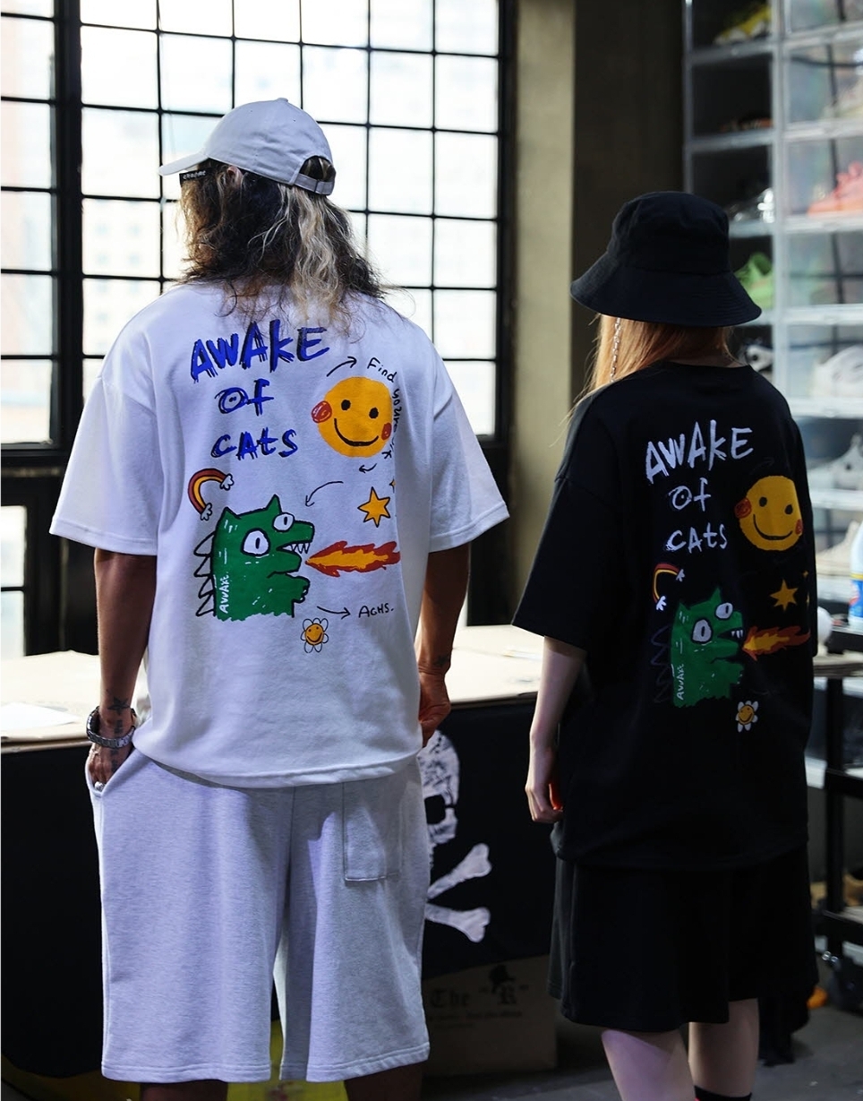 蠟筆恐龍微笑寬鬆短袖上衣