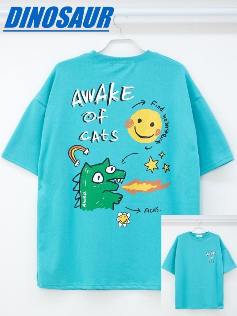 蠟筆恐龍微笑寬鬆短袖上衣
