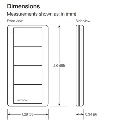 LUTRON PICO 無線控制 PQ2-4B-TAW-L21（用於燈光 - 2 組控制）