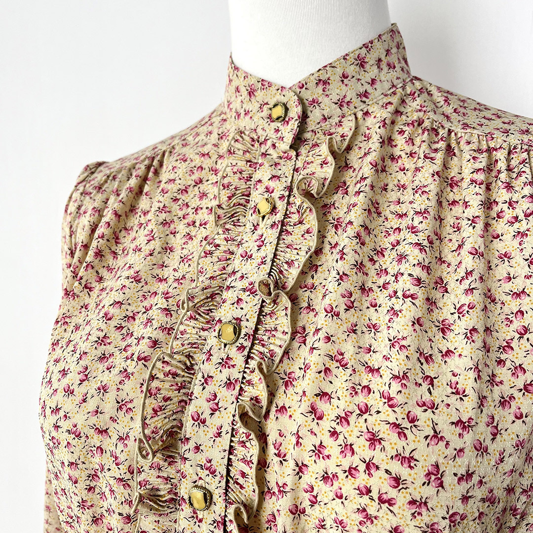 日本製小碎花Ruffle前襟連身裙