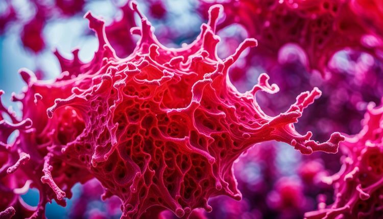 受感染的紅腫組織細胞的抽象圖像