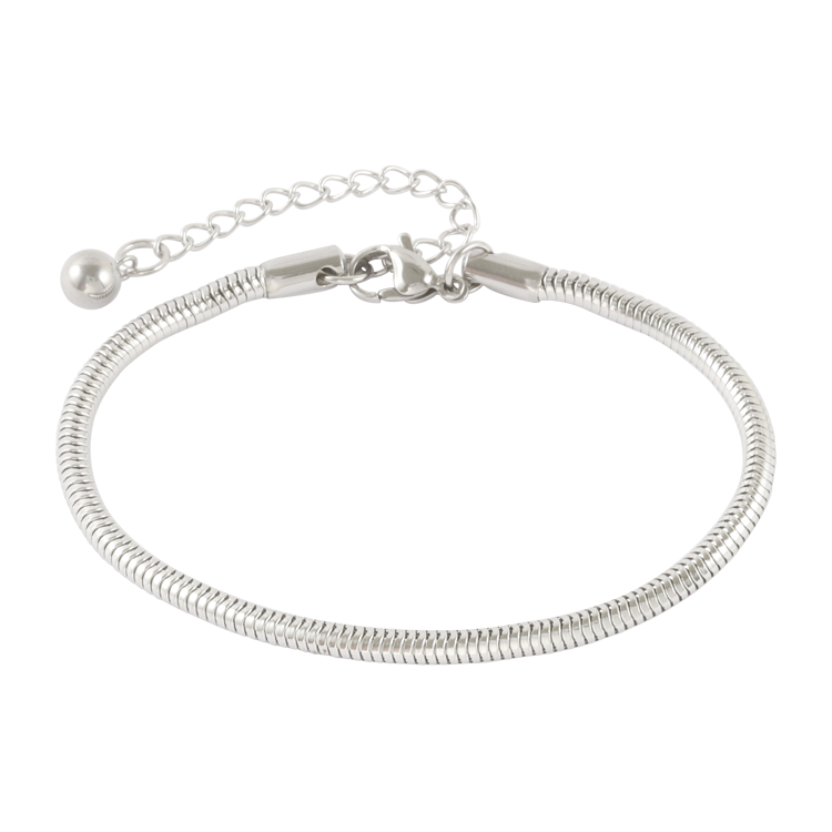 白鋼手鍊，男士手鍊 圓蛇骨鍊元素；光澤平滑 延長鍊設計（3403）