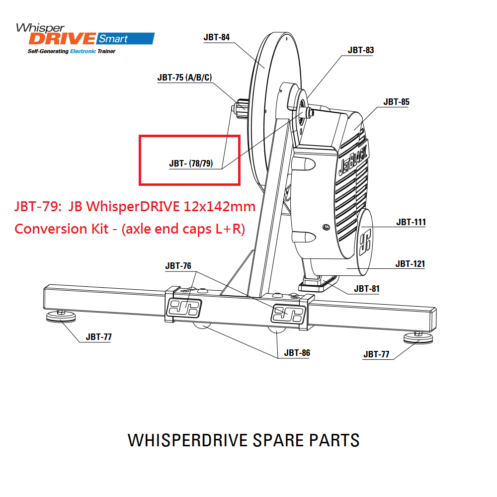 Jetblack WhisperDRIVE 12x142mm Conversion Kit - axle end caps L+R #JBT-79