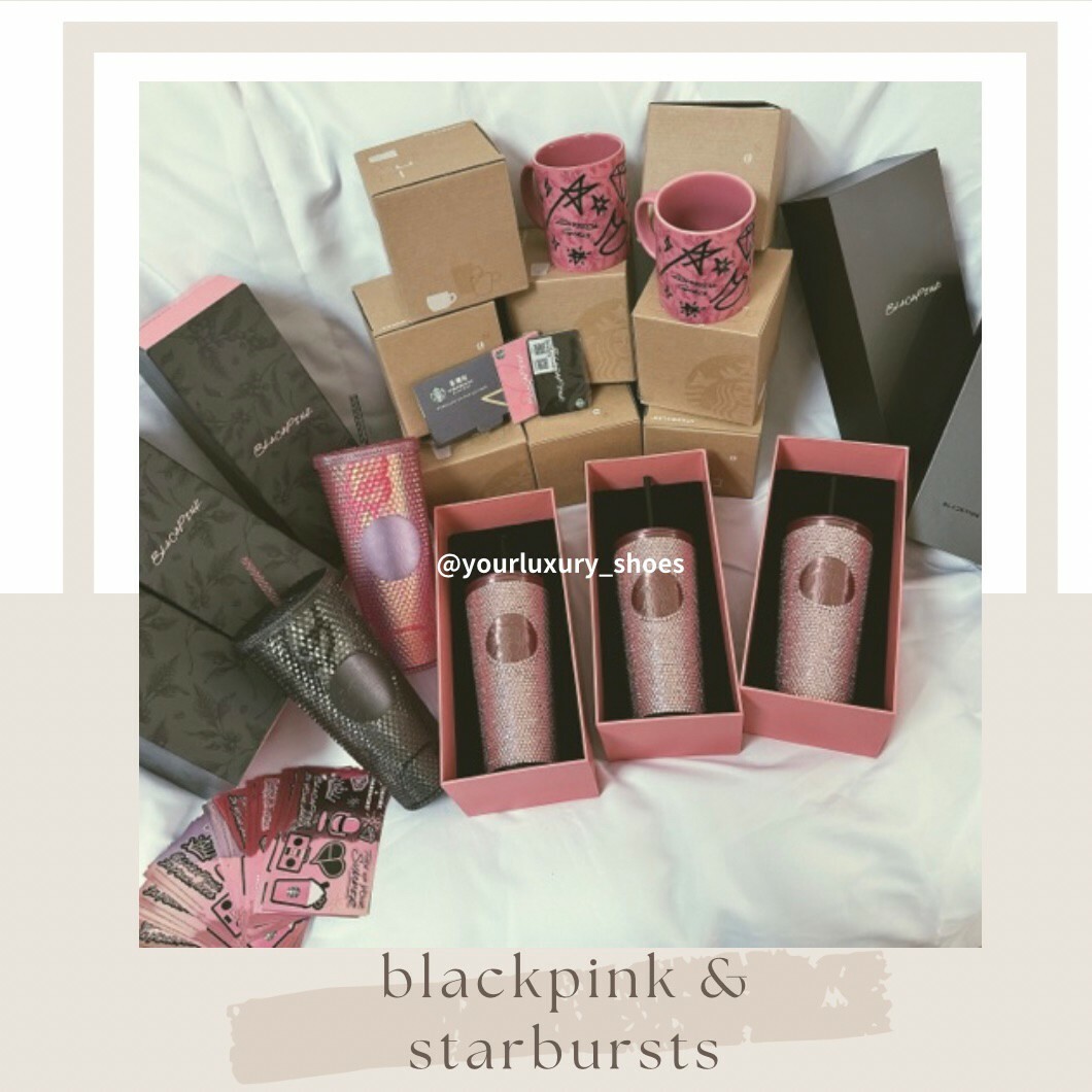 【Luxury】現貨 韓國blackpink starbursts 黑粉 星巴克聯名 馬克杯冷水杯不銹鋼水鑽隨行卡