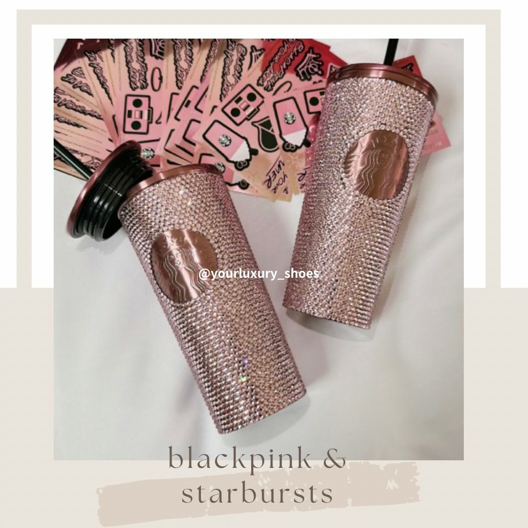 【Luxury】現貨 韓國blackpink starbursts 黑粉 星巴克聯名 馬克杯冷水杯不銹鋼水鑽隨行卡