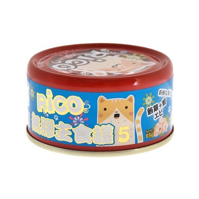 RICO無膠貓用主食罐5號-鮪雞+蝦85g【原箱24罐】