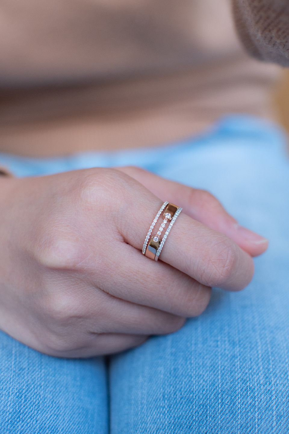 18K 1.6mm Half Eternity Diamond Ring