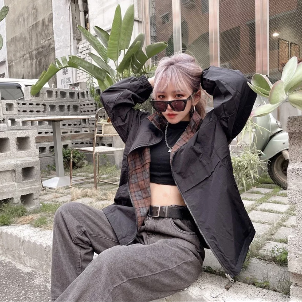 復古oversize雙面穿夾克外套(F00020)