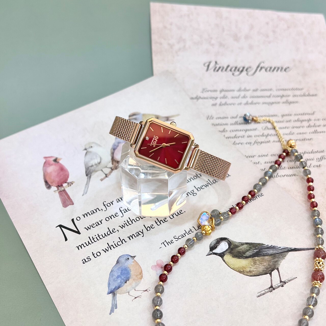 【NATURALLY JOJO】古典紅寶石精緻女錶  JO96992-15R 20mm 現代鐘錶