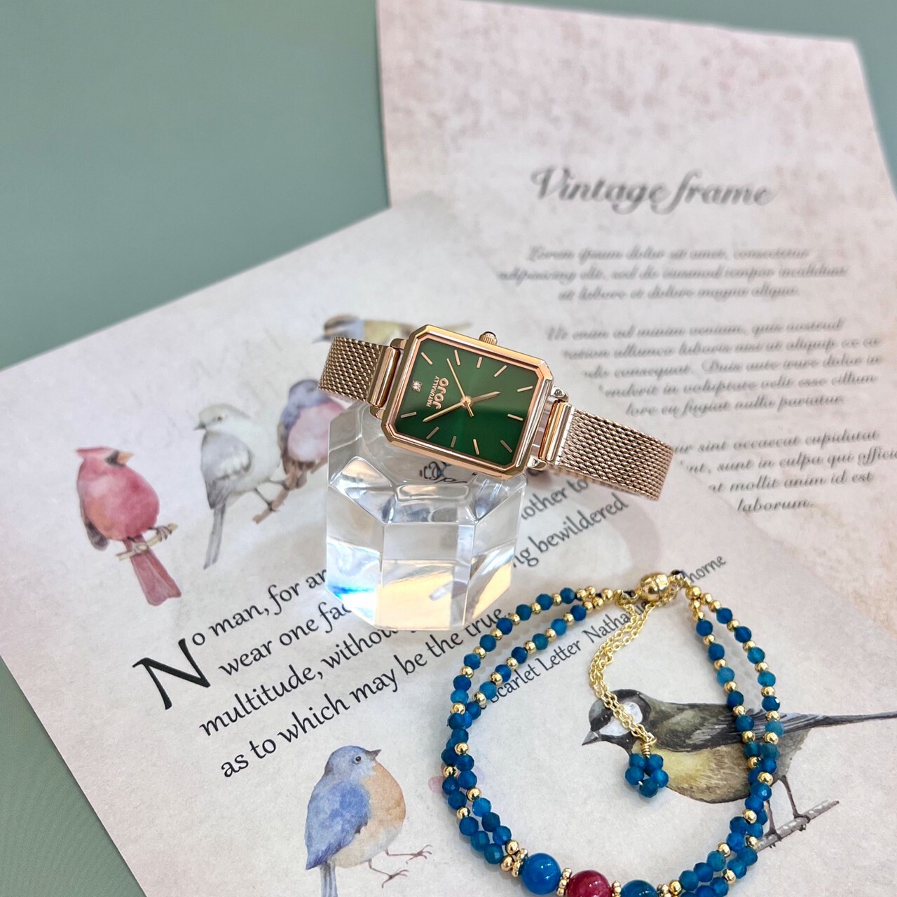 【NATURALLY JOJO】古典綠寶石精緻女錶 JO96992-44R 20mm 現代鐘錶