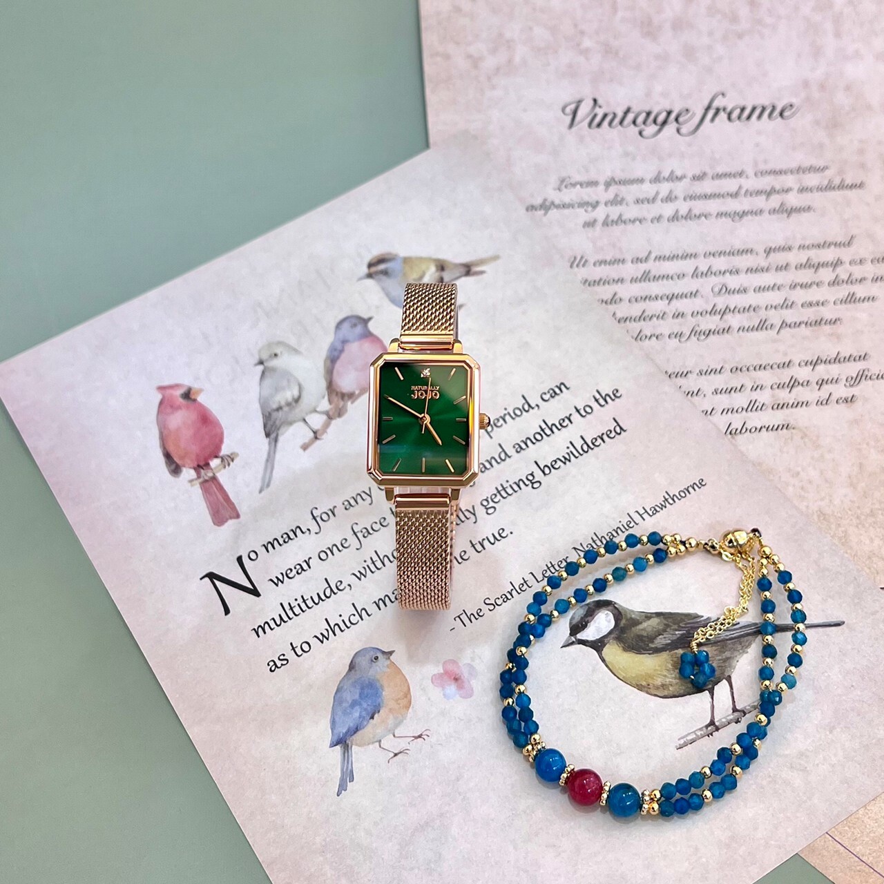 【NATURALLY JOJO】古典綠寶石精緻女錶 JO96992-44R 20mm 現代鐘錶