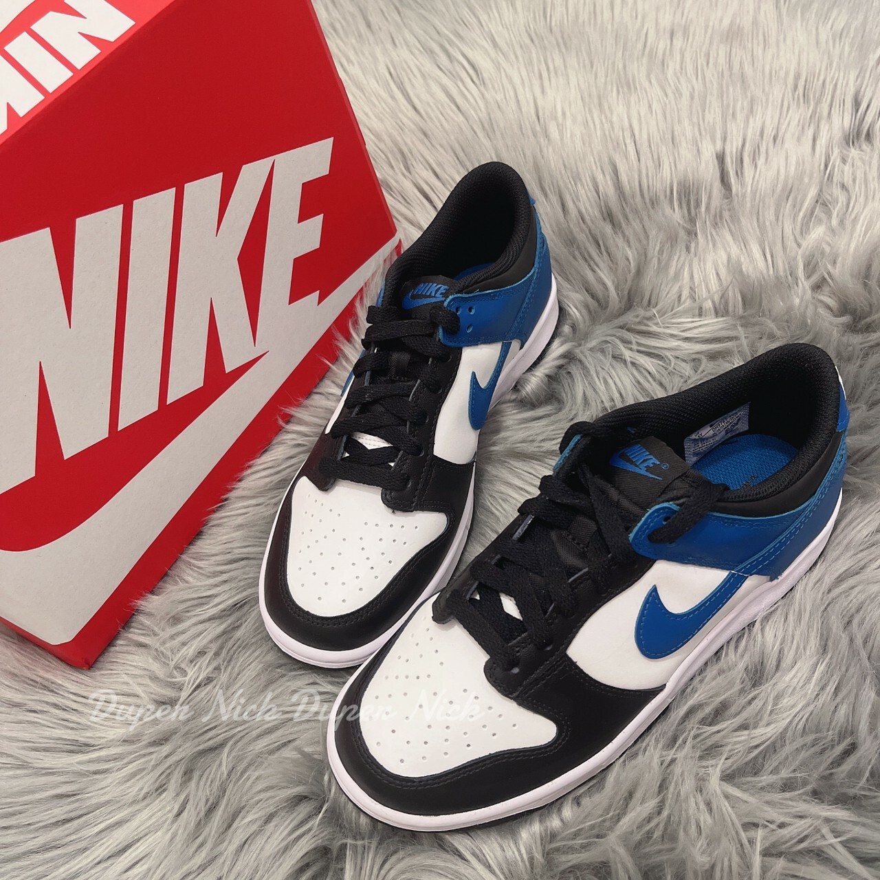 Nike Dunk Low GS Black White Blue 黑白藍 女