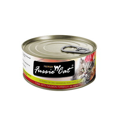 Fussie Cat 黑鑽 貓罐頭 吞拿魚 + 三文魚 80g 【24罐】