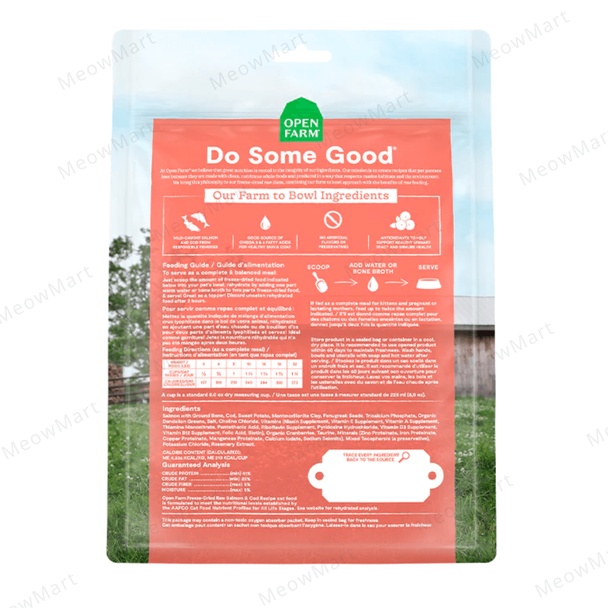 OPEN FARM 冷凍脫水野生三文魚鱈魚生肉貓糧 9oz