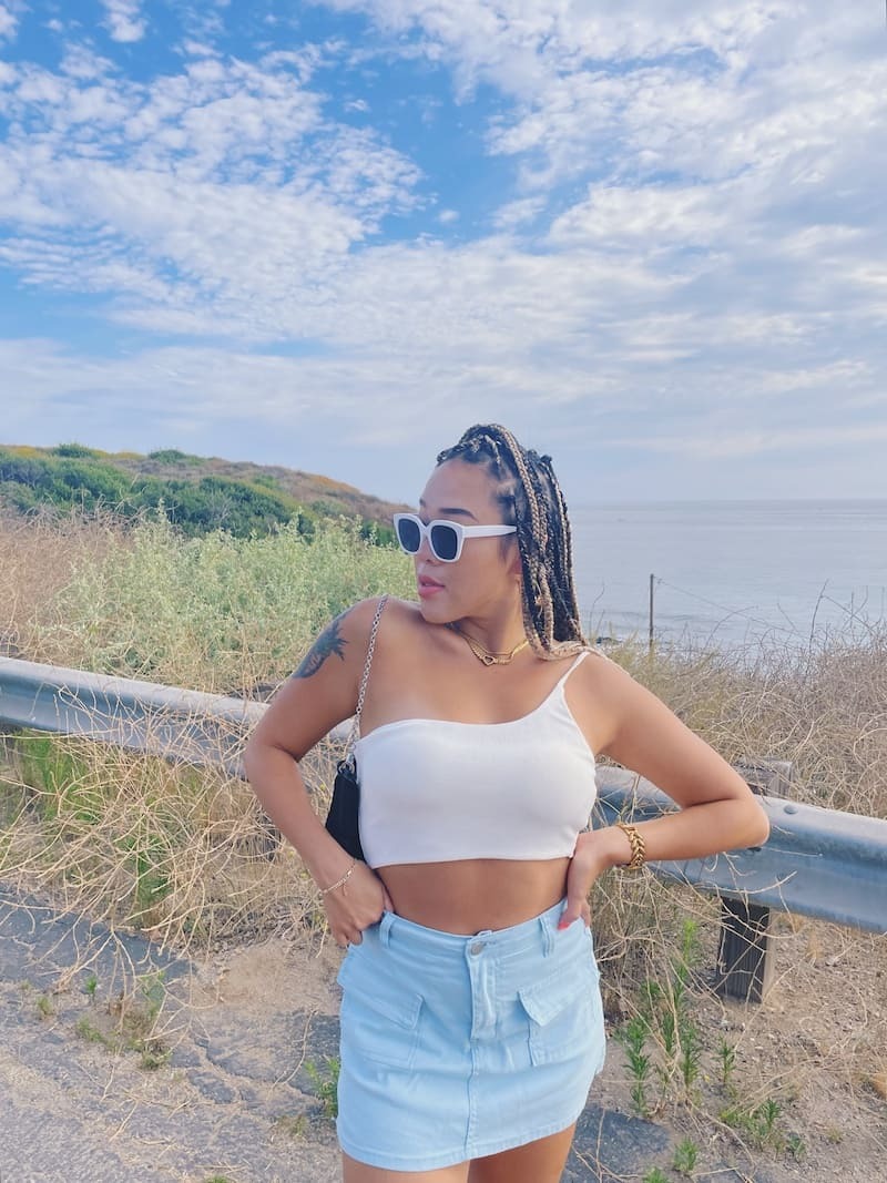 BABY BLUE彈力工裝裙