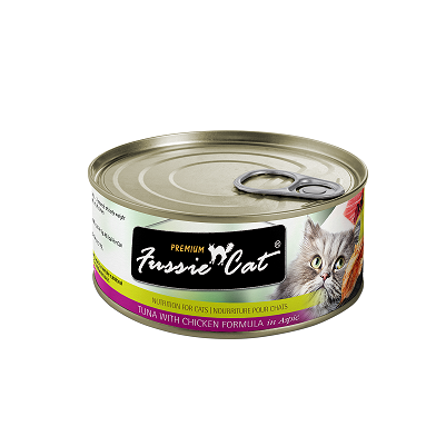 Fussie Cat 黑鑽 貓罐頭 吞拿魚 + 雞肉 80g 【24罐】