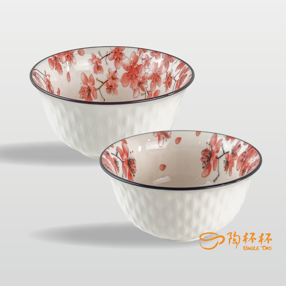 梅花紅 浮雕碗 11/12.5cm AS03-57-01【陶杯杯瓷器】