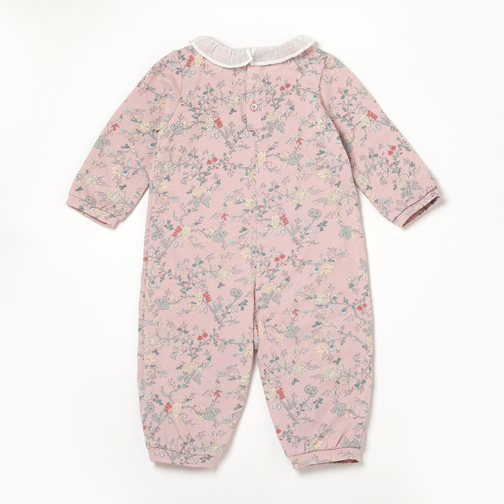 PIPPY 甜美碎花棉質長袖包屁衣 粉紫