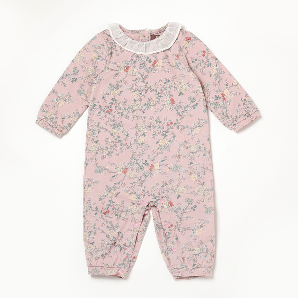 PIPPY 甜美碎花棉質長袖包屁衣 粉紫