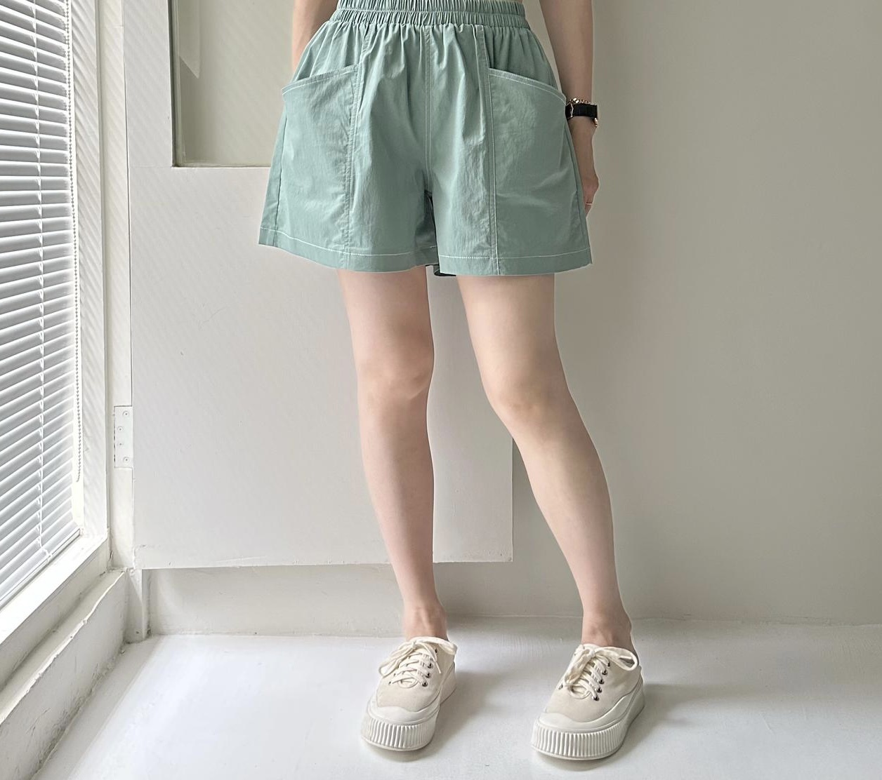 【BONNIE】全橡筋腰車綫短褲