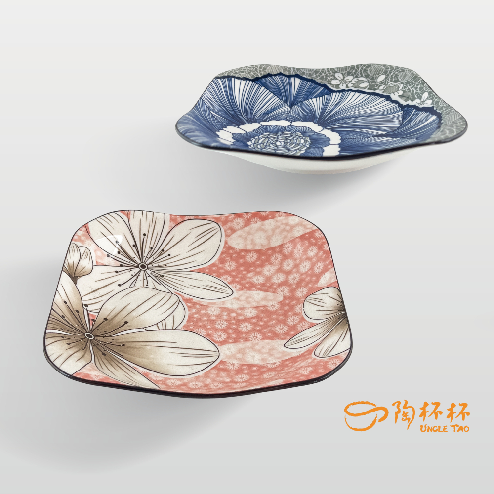 木棉花 正方 如意盤 17.5/18.5cm AS03-59-10【陶杯杯瓷器】