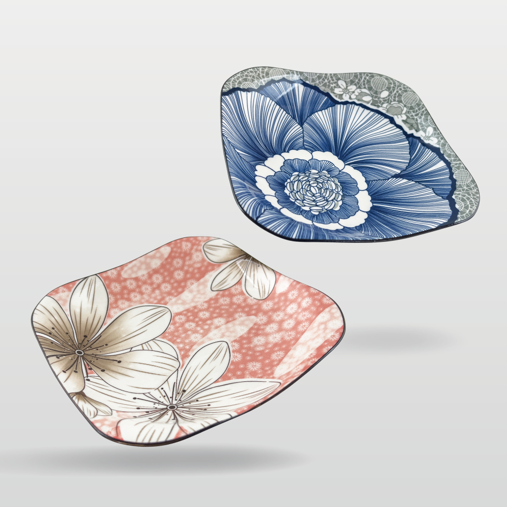 木棉花 正方 如意盤 17.5/18.5cm AS03-59-10【陶杯杯瓷器】