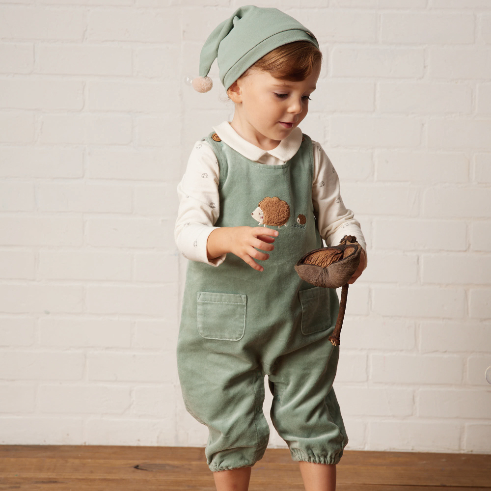 PIPPY童趣小刺蝟棉質連身三件組褲禮盒  綠