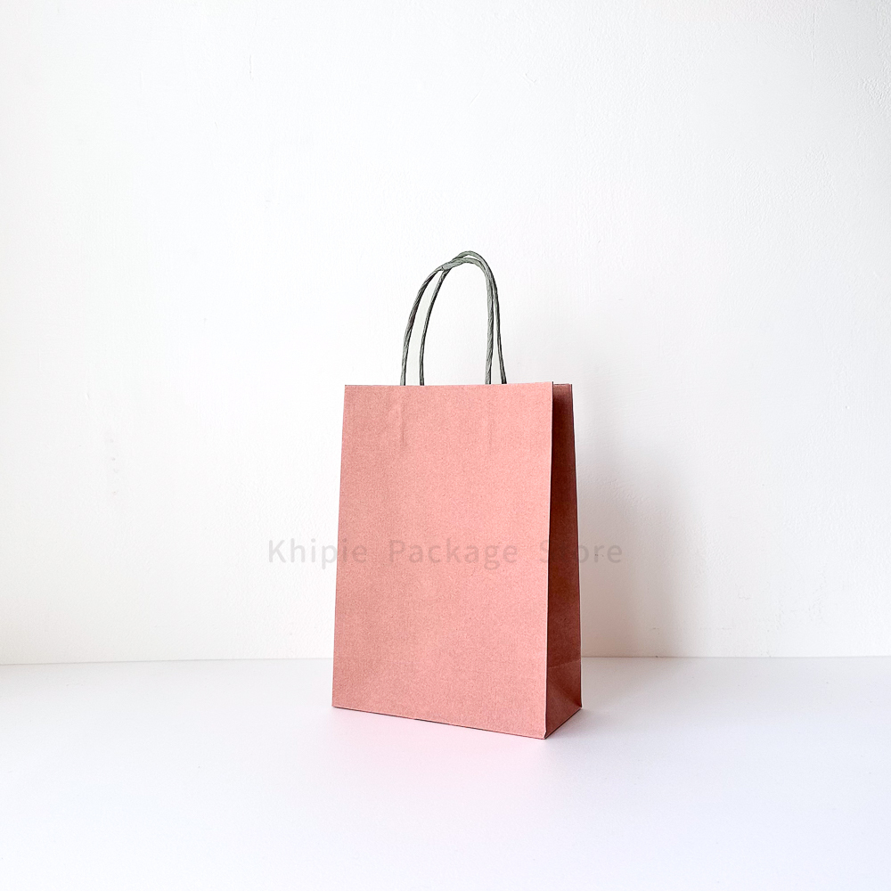 紙繩牛皮提袋｜6K｜梅粉