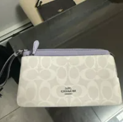 [S] COACH C5576 SIGNATURE PVC DBL ZIP WLT,SV/CHALK/MIST, , 195031960659 (SCO440)
