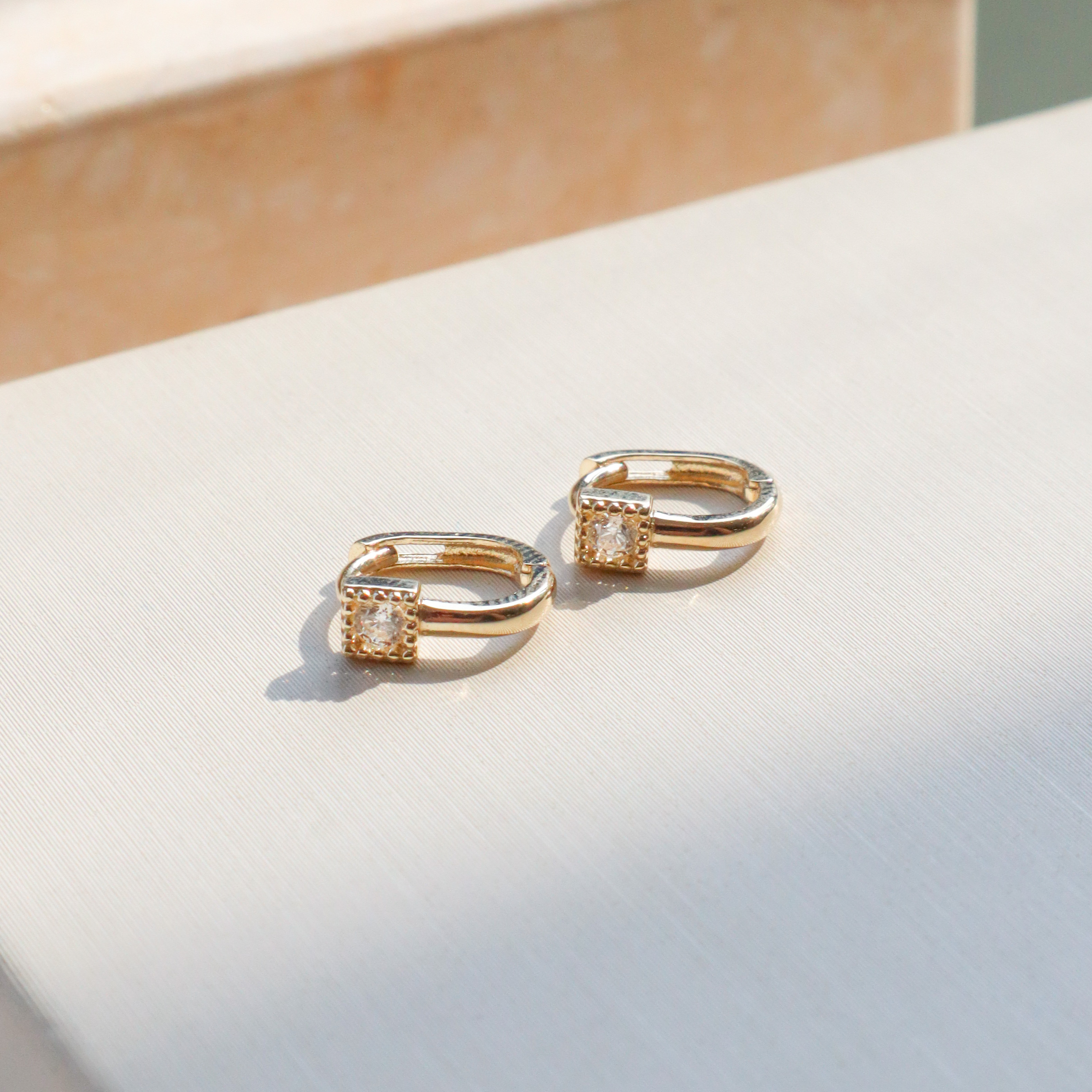 10K/率性方鑽耳環