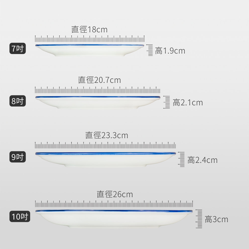 青花瓷 淺盤 18/20.7/23.3/26cm AS03-26-07【陶杯杯瓷器】