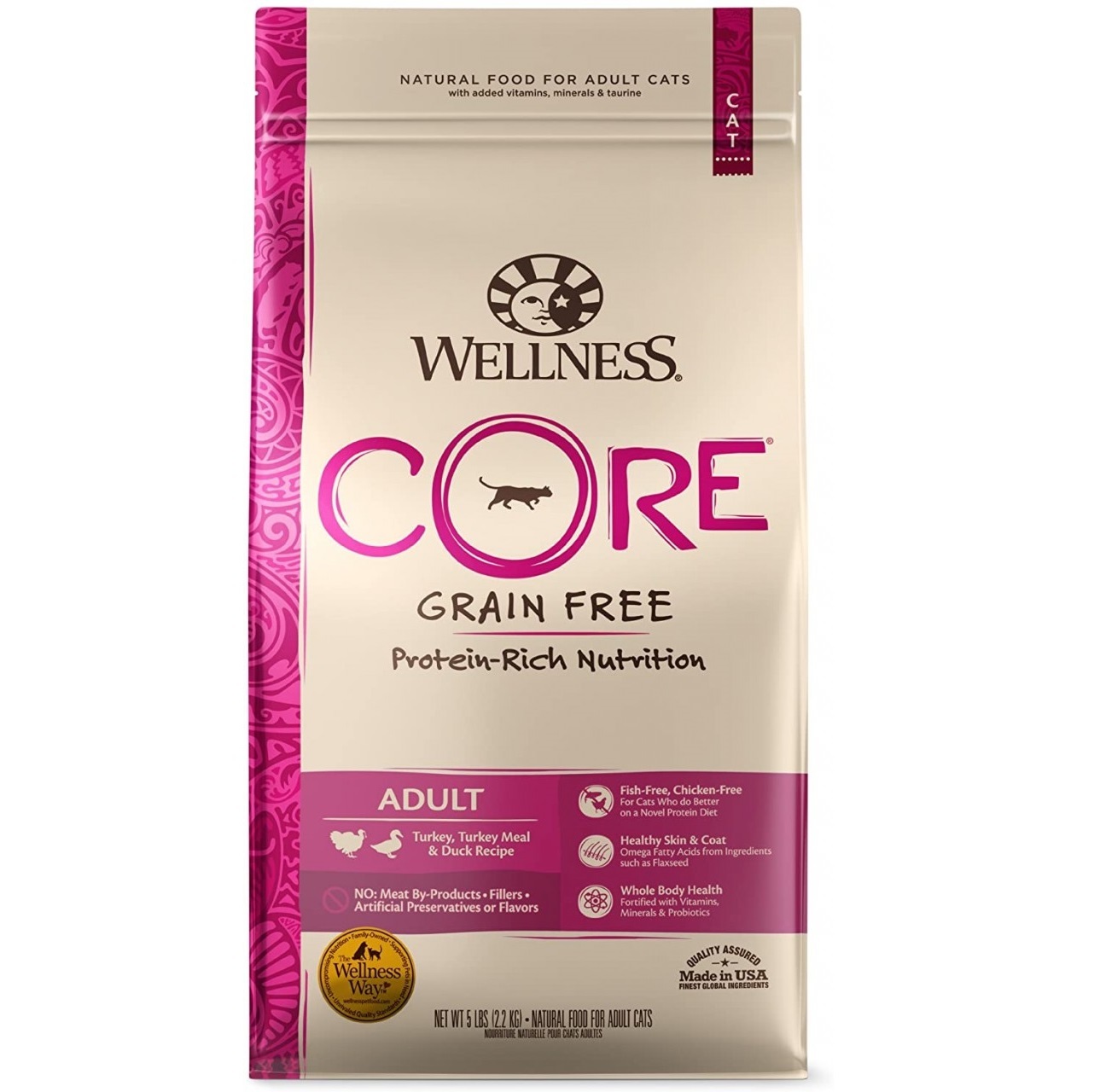{包裝損壞D24}*85折*(最佳食用日期:2025年10月28日)Wellness Core 無穀物貓糧系列 火雞,鴨肉配方．5lb