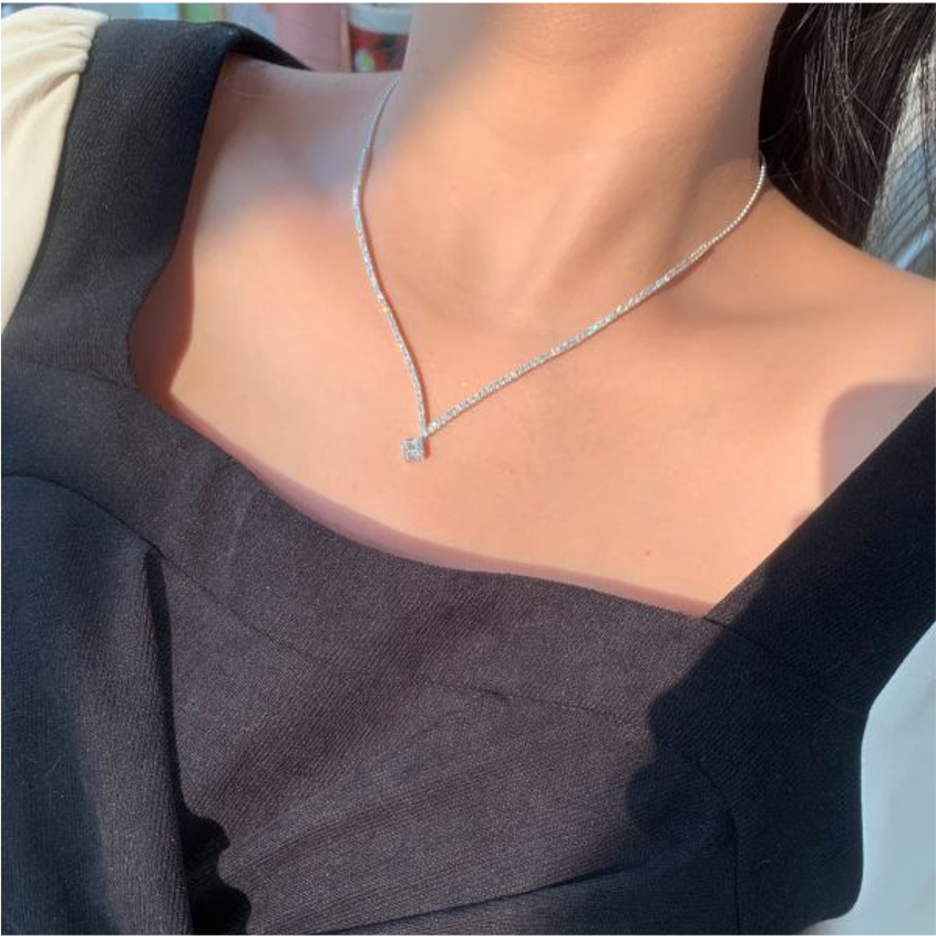 18K白鑽 冰糖鑽石Y項鍊