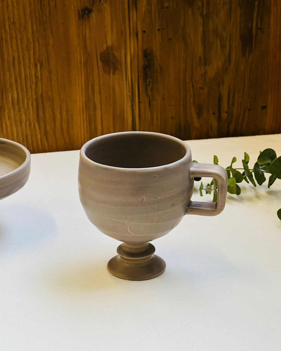 手工陶器 高台杯 窯變灰｜信樂燒 笹山裕昭