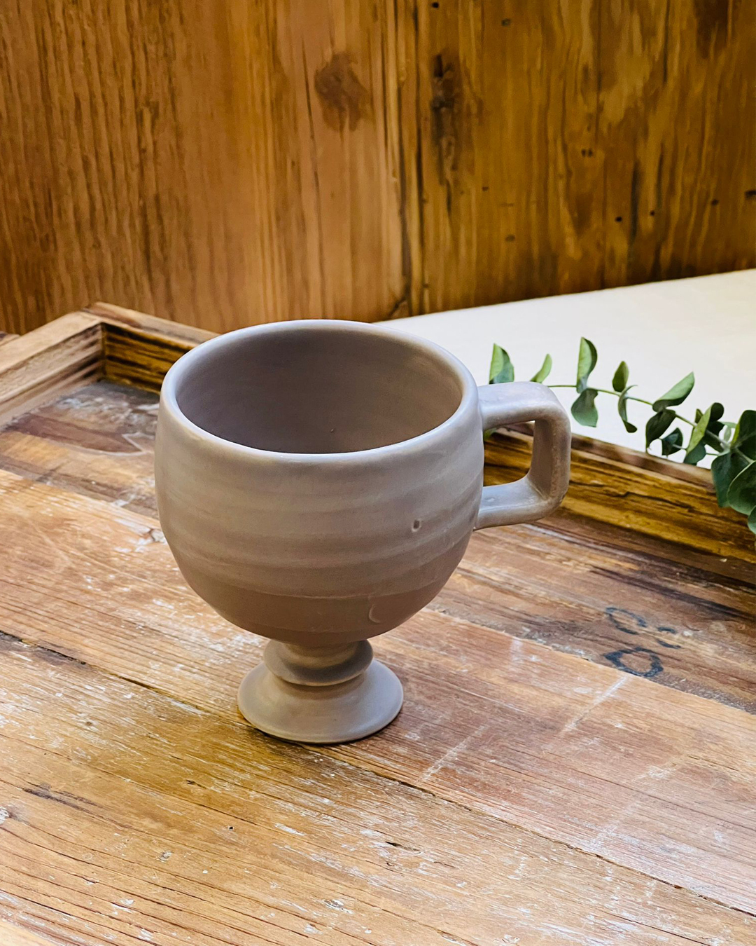 手工陶器 高台杯 窯變灰｜信樂燒 笹山裕昭