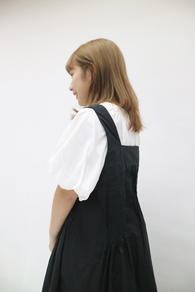 [ 兩色入 ] KR 2ways配腰帶泡泡大傘長款Top ( White )