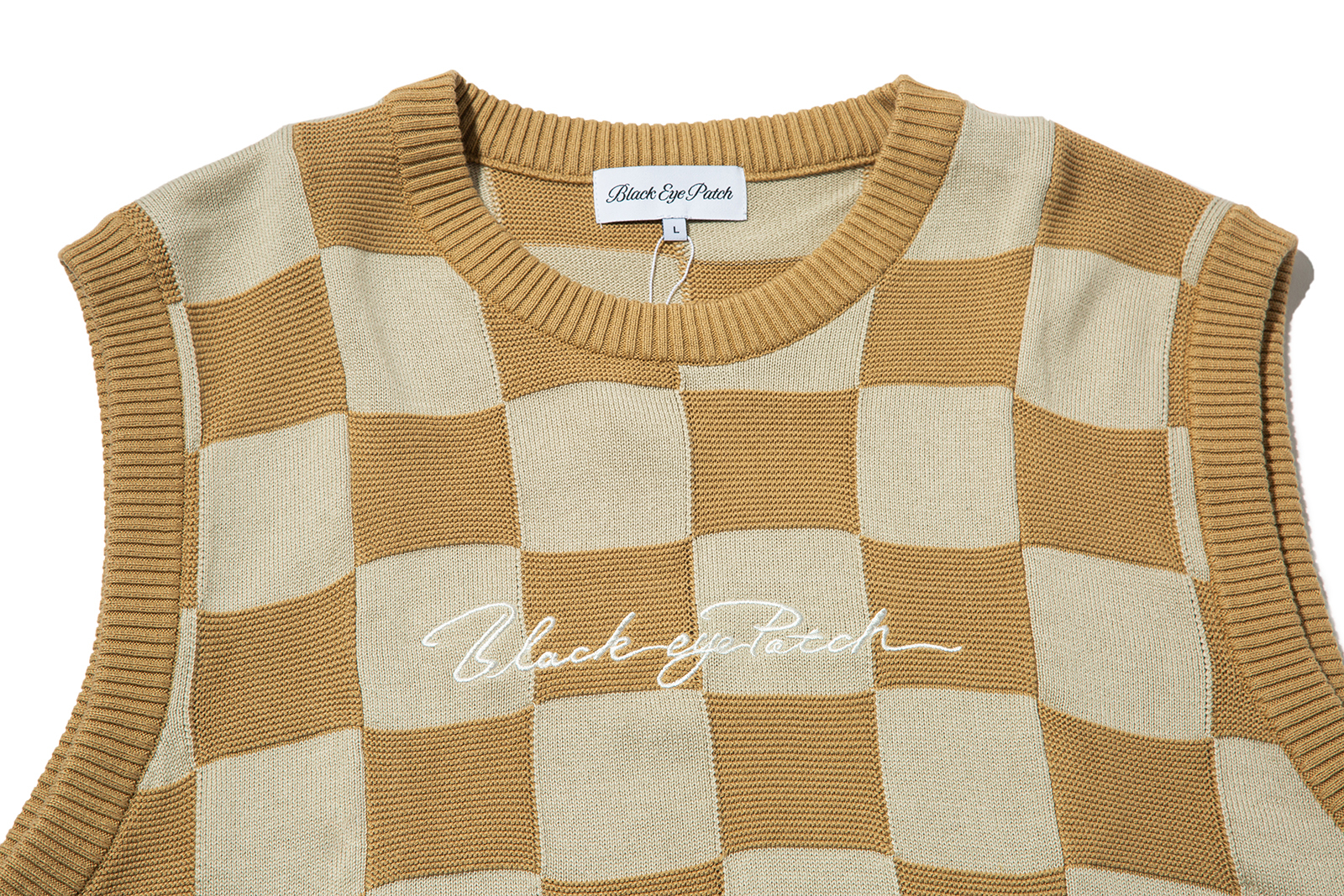 BlackEyePatch"SPORTS SCRIPT KNIT VEST" (Beige)