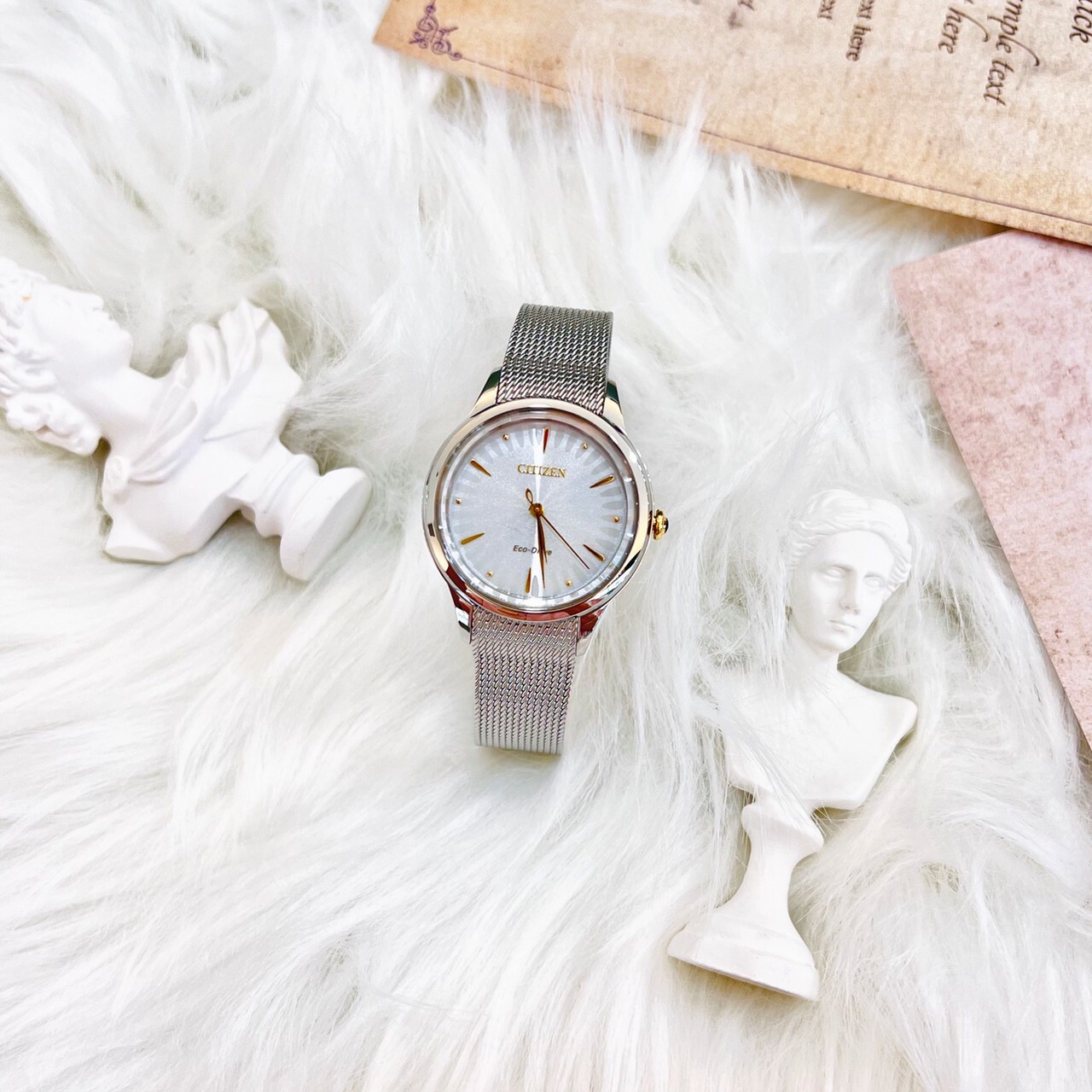 【CITIZEN 星辰】L系列-非洲菊 光動能氣質大三針米蘭帶女錶 EM0814-83A 32.5mm 現代鐘錶