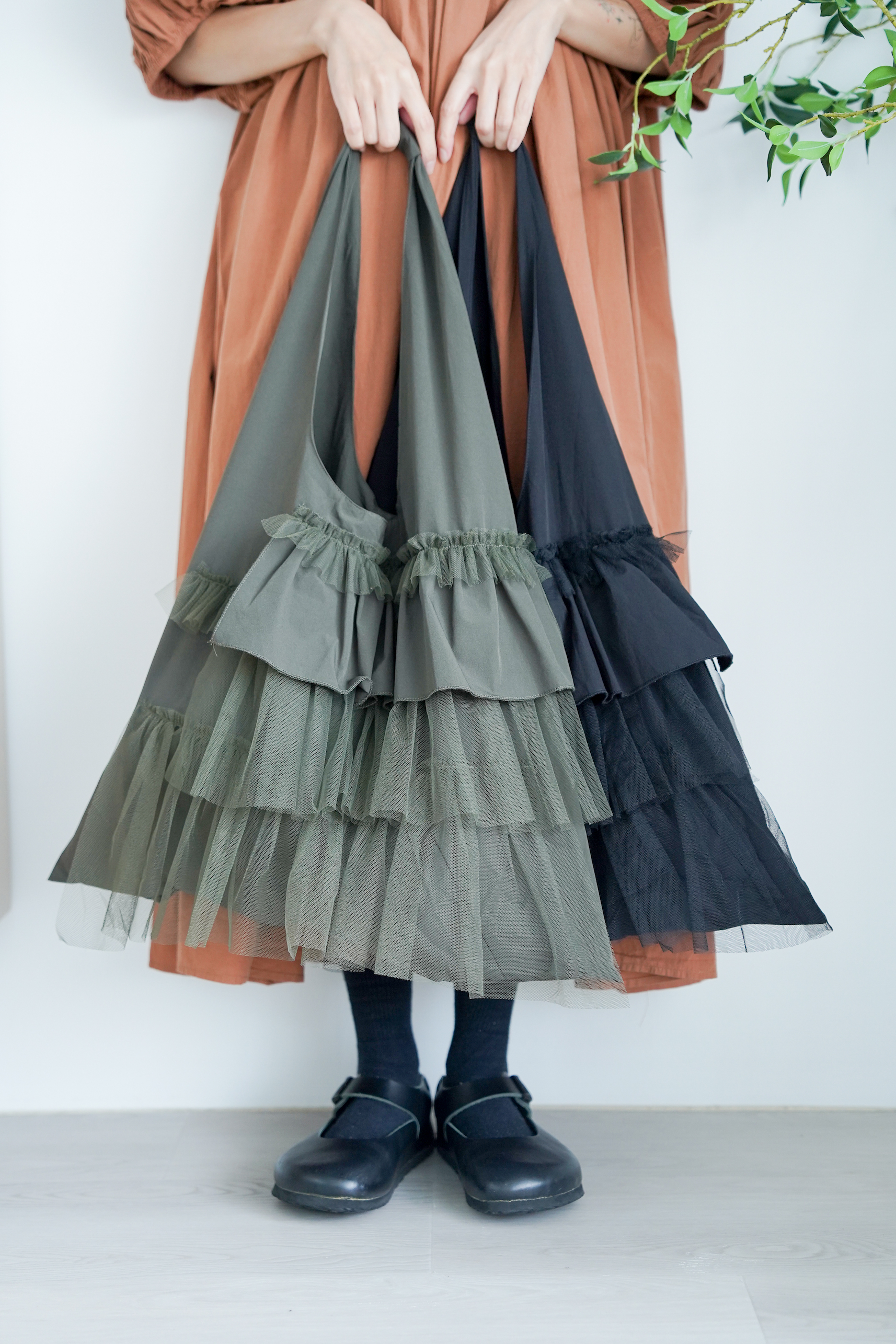 ruffle 紗拼布tote bag