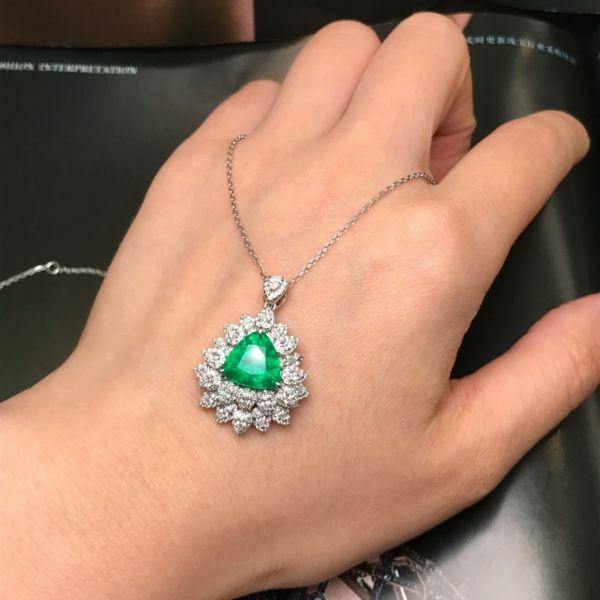 3.45ct 18K祖母綠吊墜