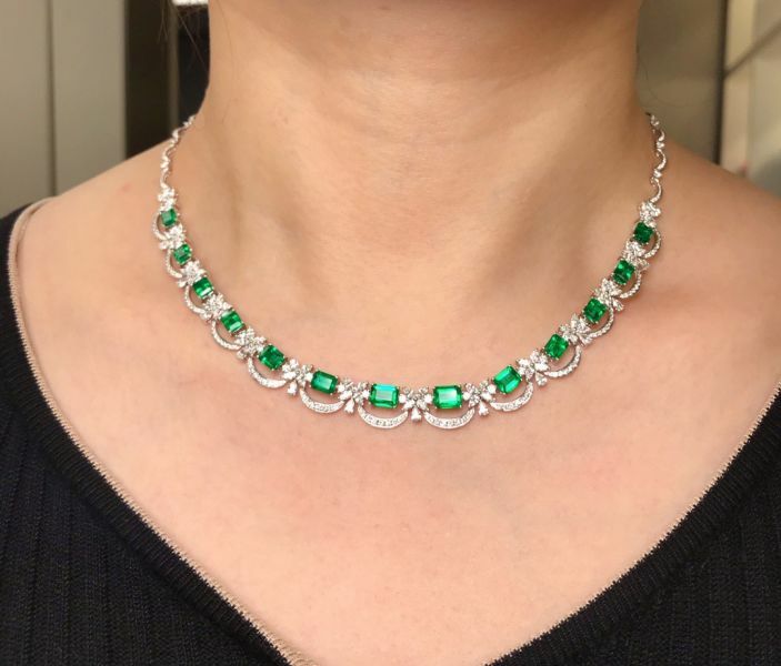 6.18ct沃頓綠祖母綠大套鏈