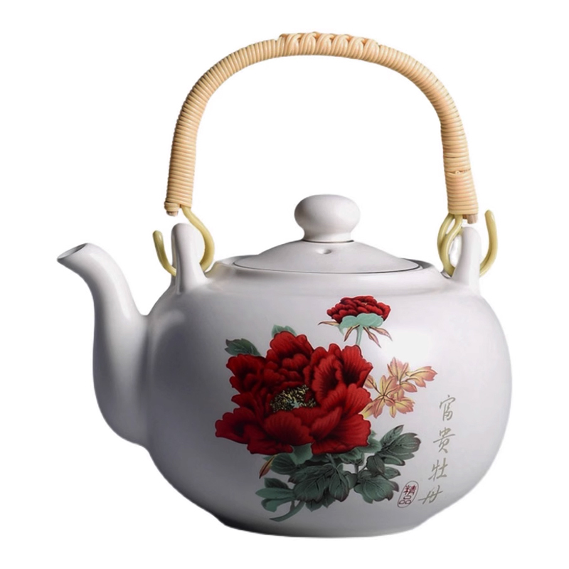 提樑壺茶具組｜富貴牡丹1壺6杯典雅茶器送禮推薦