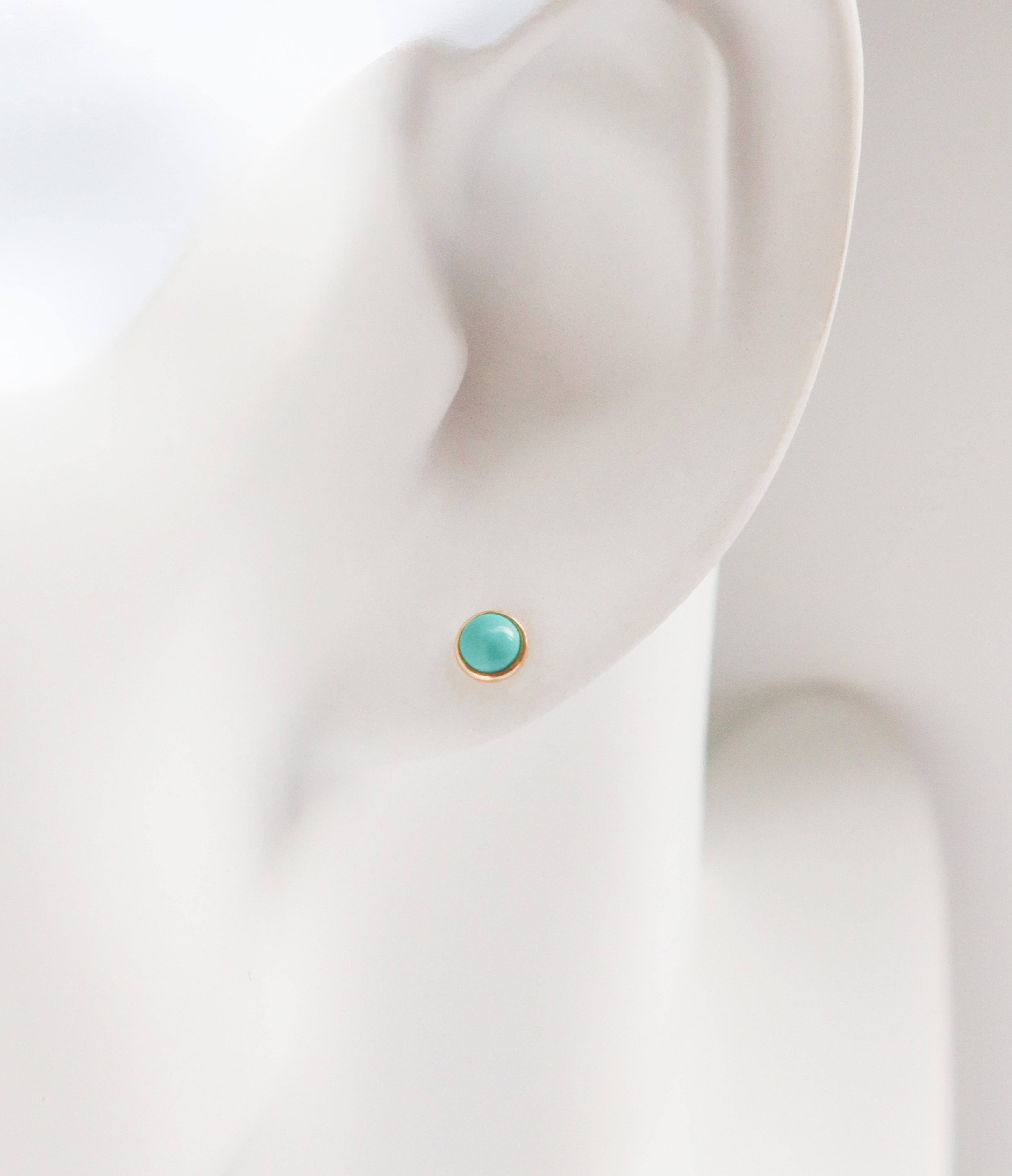 10K/小圓綠松耳環