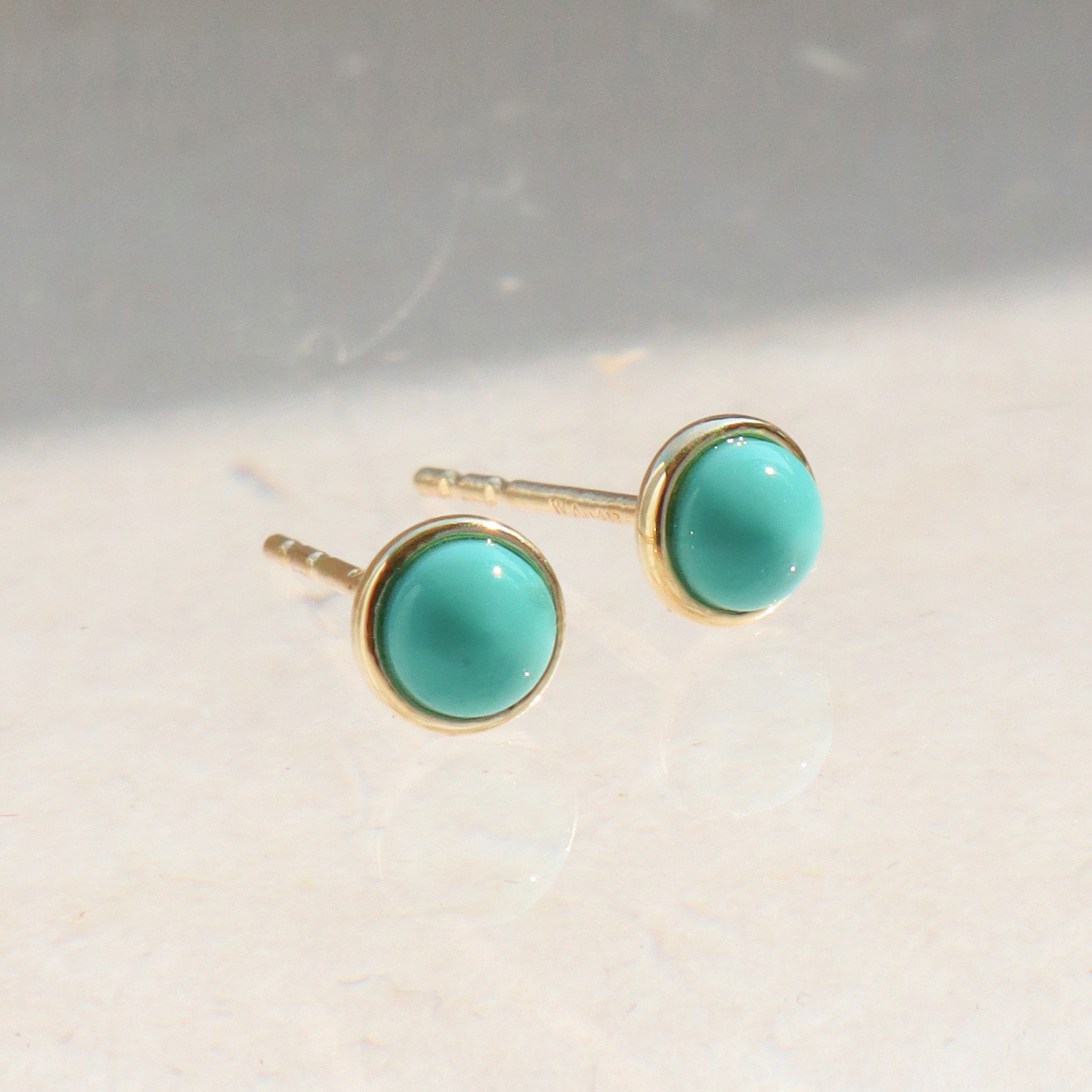 10K/小圓綠松耳環