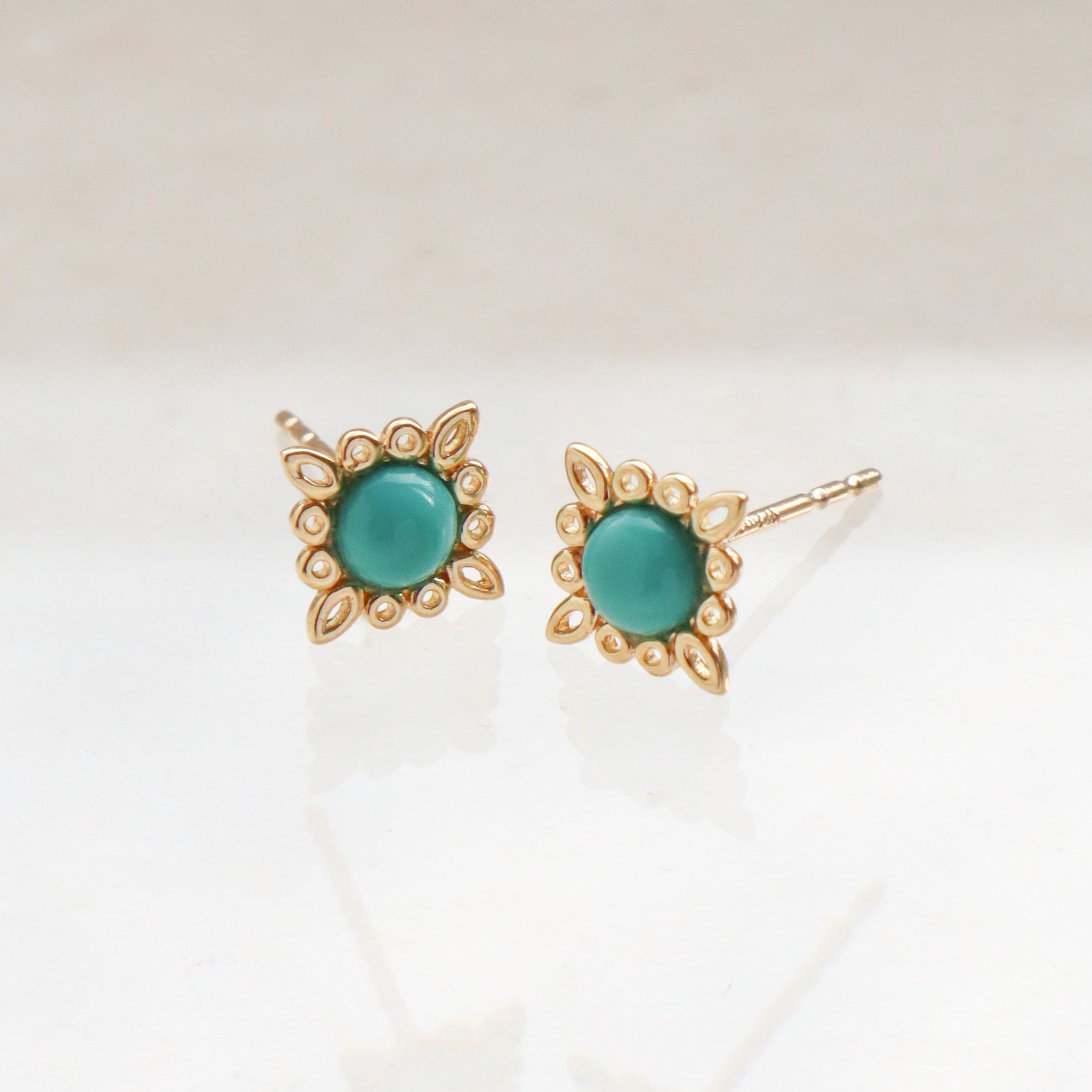 10K/璀璨綠松耳環